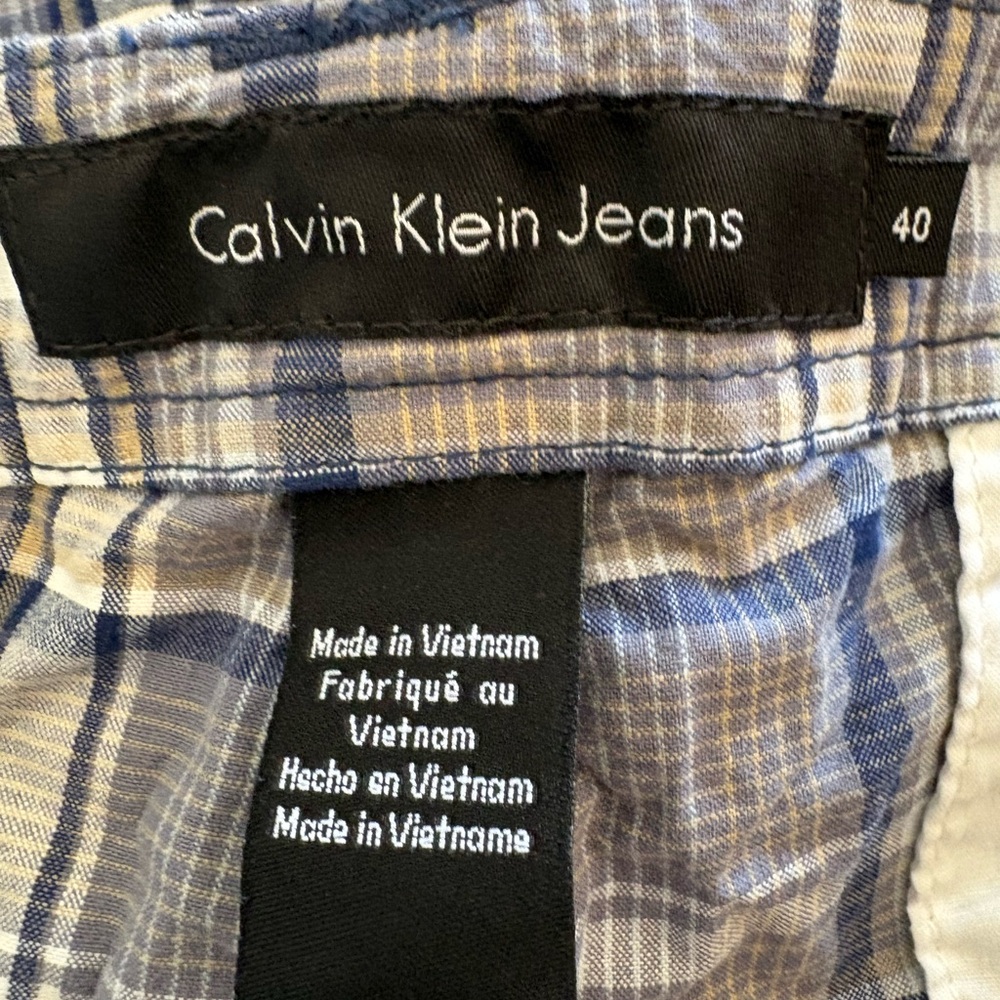 Calvin Klein Jeans Bayou Blue Madras Plaid Shorts 40 - Picture 3 of 7